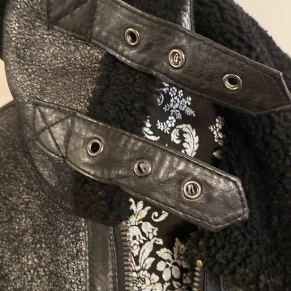 Michael Kors Lamb Wool Leather Jacket Coat Black S - Picture 4 of 12